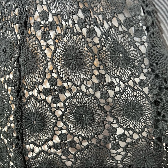 Vintage Crochet Floral Lace Black Sheer Cocktail Fit & Flare Dress SMALL EUC - Picture 11 of 15